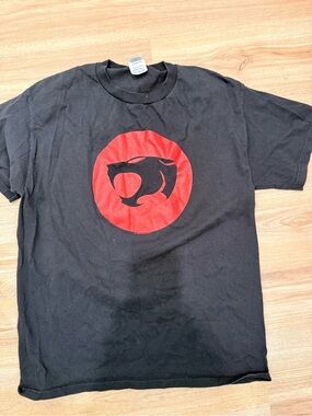 Vintage Black T-Shirt with Red ThunderCats Emblem